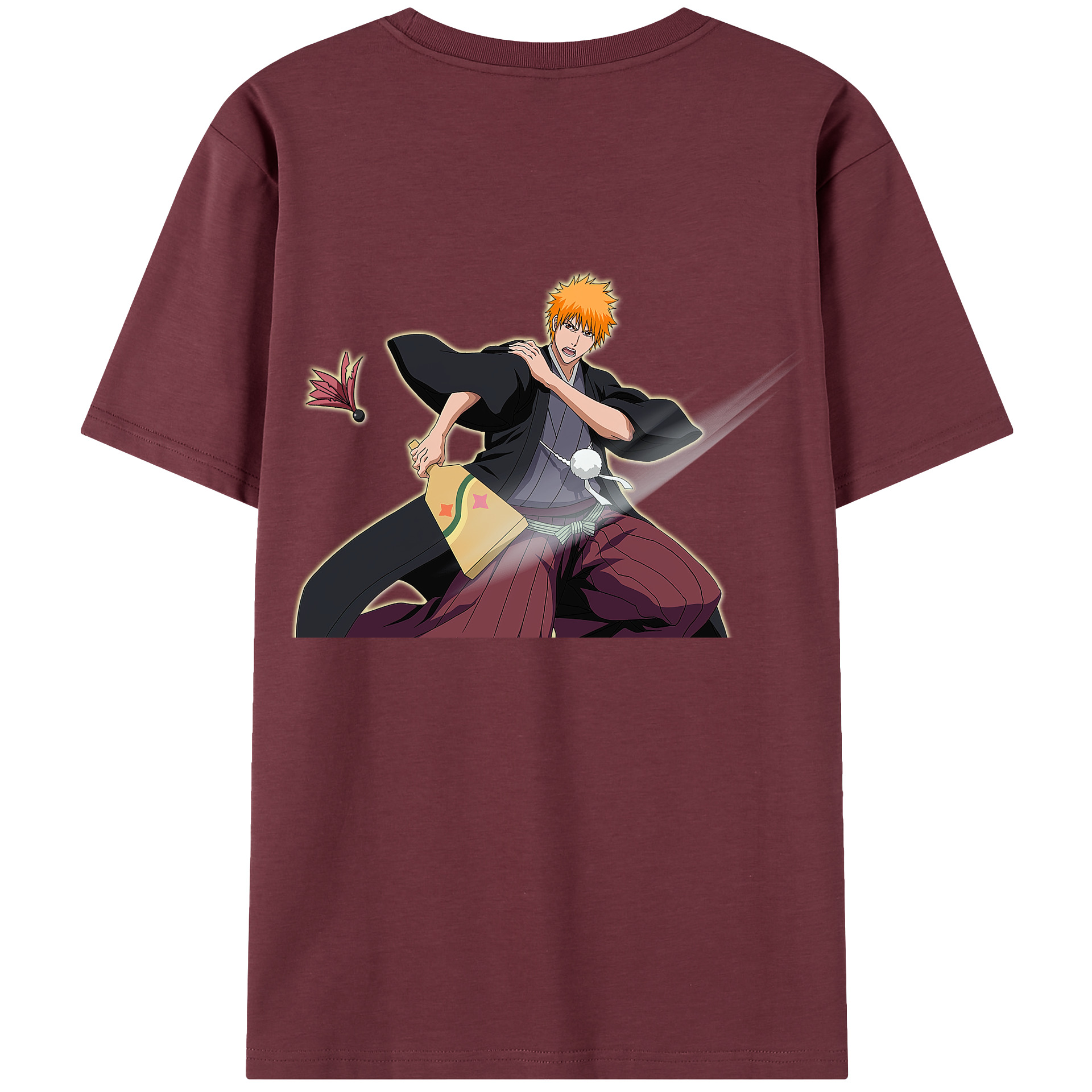 （画像用） ブリーチ 黒崎一護（くろさき いちご）BLEACH Kurosaki Ichigo 綿100％半袖Tシャツ（背面プリント）